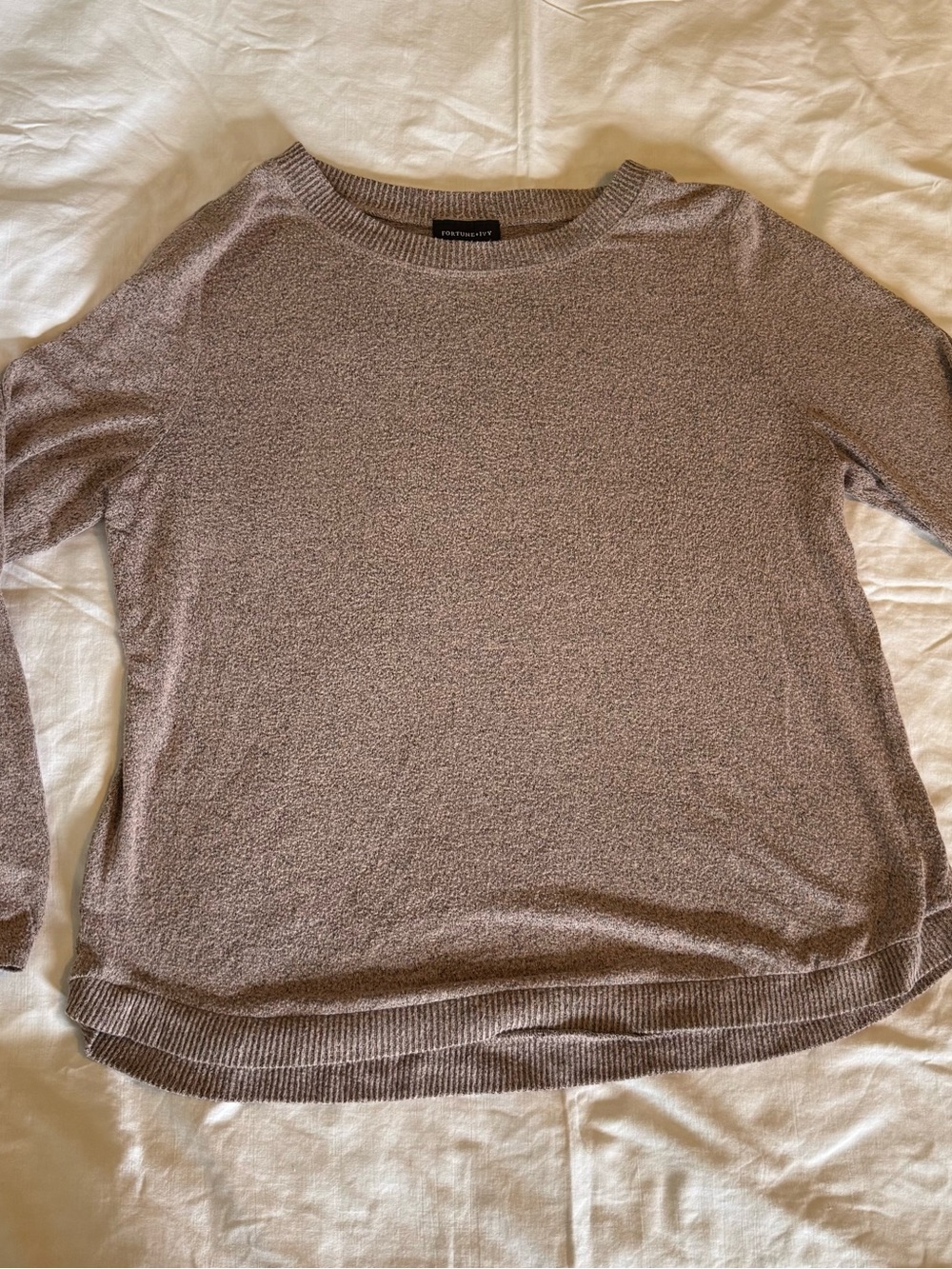 Cozy Crewneck Sweater in Taupe by Fortune + Ivy